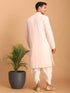 Vastramay Men's Pink Mirror Kurta dhoti Set